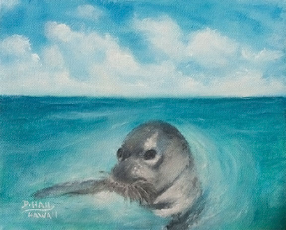 Hawaiian Monk Seal Original Oil Painting for sale No:498